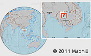 Gray Location Map of Chi Kreng, highlighted parent region, within the entire country, hill shading