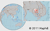 Gray Location Map of Chi Kreng, highlighted parent region, hill shading