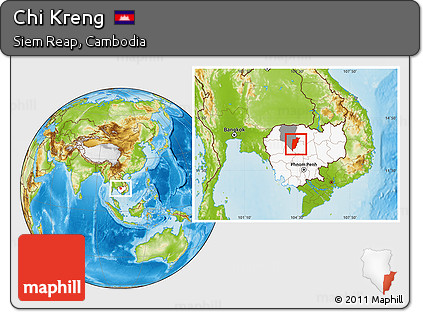 Physical Location Map of Chi Kreng, highlighted country, highlighted parent region