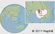 Savanna Style Location Map of Chi Kreng, highlighted country, highlighted parent region, hill shading