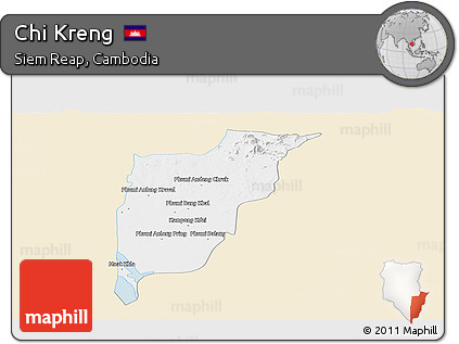 Classic Style Panoramic Map of Chi Kreng, single color outside