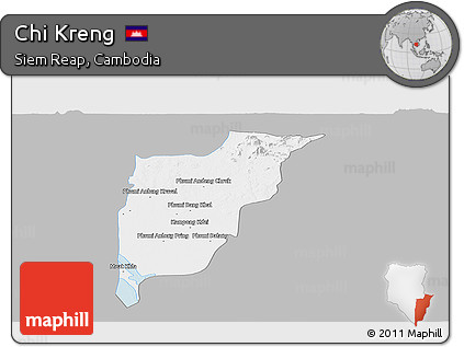 Gray Panoramic Map of Chi Kreng, single color outside
