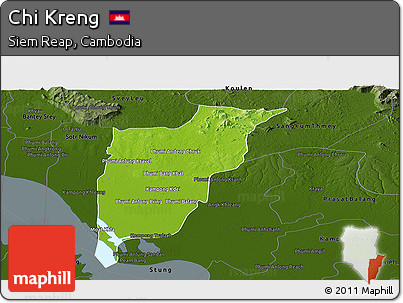 Physical Panoramic Map of Chi Kreng, darken