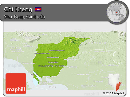 Physical Panoramic Map of Chi Kreng, lighten