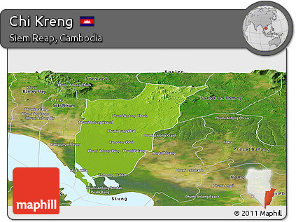 Physical Panoramic Map of Chi Kreng, satellite outside