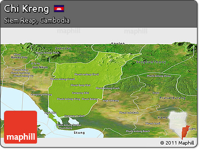 Physical Panoramic Map of Chi Kreng, satellite outside