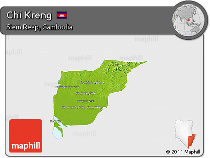 Physical Panoramic Map of Chi Kreng, single color outside