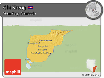Savanna Style Panoramic Map of Chi Kreng, single color outside