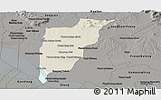 Shaded Relief Panoramic Map of Chi Kreng, darken, semi-desaturated