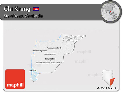 Silver Style Panoramic Map of Chi Kreng, single color outside