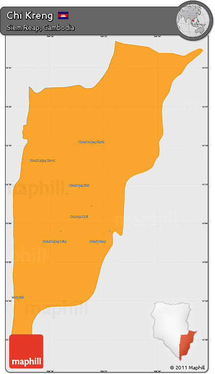Political Simple Map of Chi Kreng, single color outside