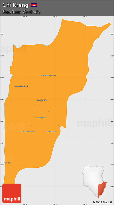 Political Simple Map of Chi Kreng, single color outside