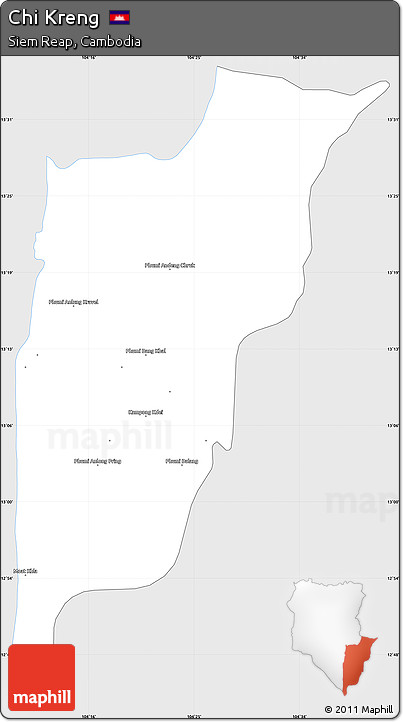 Silver Style Simple Map of Chi Kreng, single color outside
