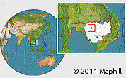 Satellite Location Map of Siem Reap (PT), highlighted country