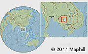 Savanna Style Location Map of Siem Reap (PT), hill shading
