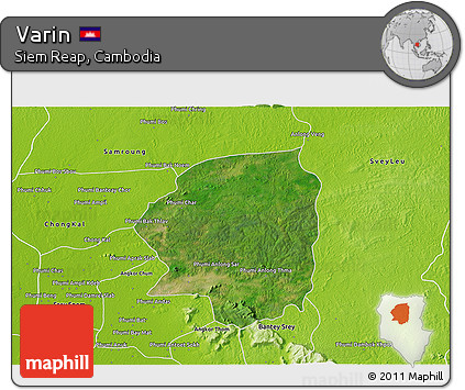 Satellite 3D Map of Varin, physical outside