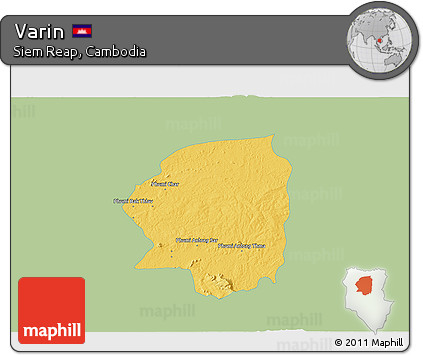 Savanna Style 3D Map of Varin, single color outside