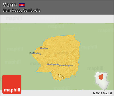 Savanna Style 3D Map of Varin, single color outside