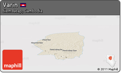 Shaded Relief Panoramic Map of Varin, single color outside