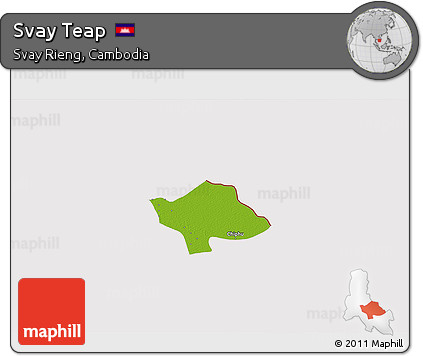 Physical 3D Map of Svay Teap, cropped outside