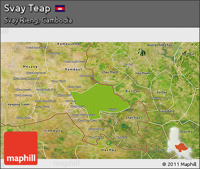 Physical 3D Map of Svay Teap, satellite outside