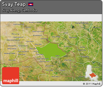 Physical 3D Map of Svay Teap, satellite outside