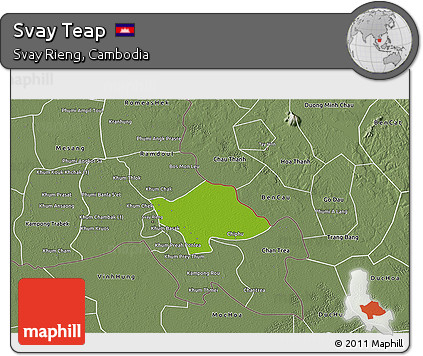 Physical 3D Map of Svay Teap, semi-desaturated