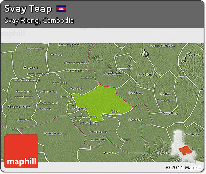 Physical 3D Map of Svay Teap, semi-desaturated