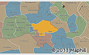 Political 3D Map of Svay Teap, semi-desaturated