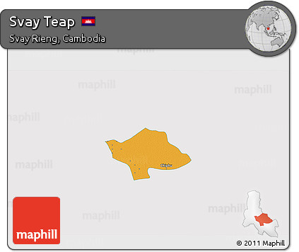 Political 3D Map of Svay Teap, single color outside