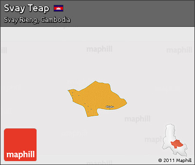 Political 3D Map of Svay Teap, single color outside