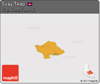 Political 3D Map of Svay Teap, single color outside