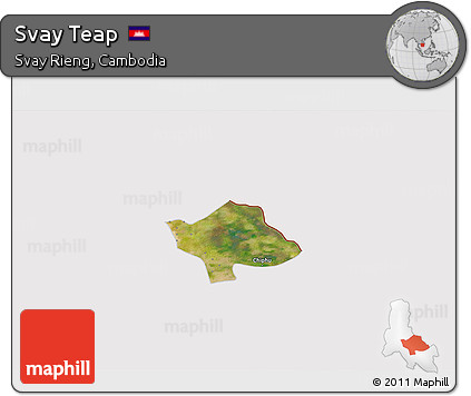 Satellite 3D Map of Svay Teap, cropped outside