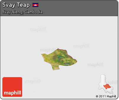 Satellite 3D Map of Svay Teap, cropped outside