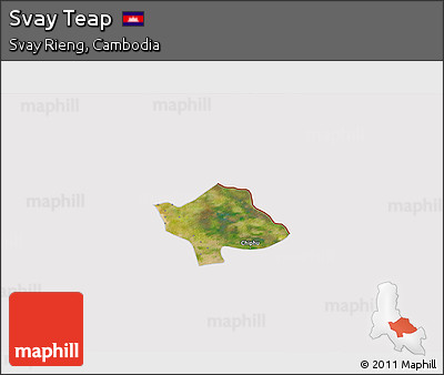 Satellite 3D Map of Svay Teap, cropped outside