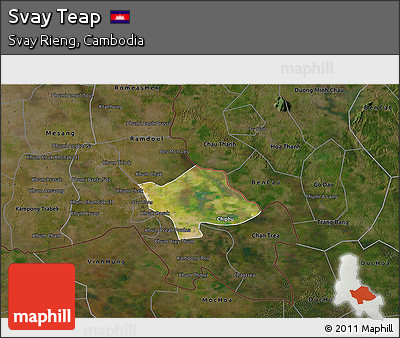 Satellite 3D Map of Svay Teap, darken