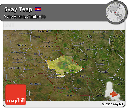 Satellite 3D Map of Svay Teap, darken