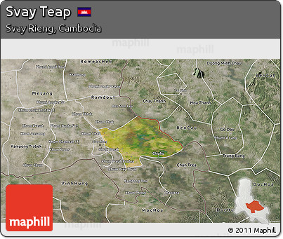Satellite 3D Map of Svay Teap, semi-desaturated