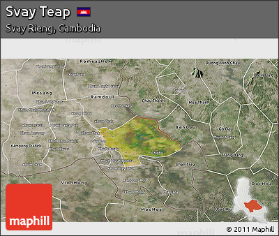 Satellite 3D Map of Svay Teap, semi-desaturated