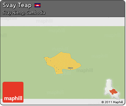 Savanna Style 3D Map of Svay Teap, single color outside