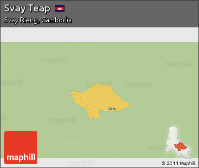 Savanna Style 3D Map of Svay Teap, single color outside