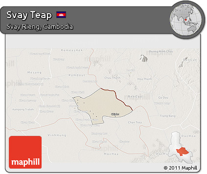 Shaded Relief 3D Map of Svay Teap, lighten