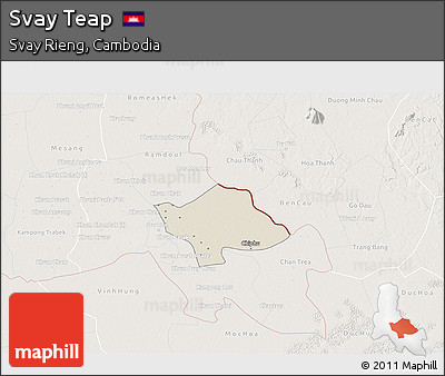 Shaded Relief 3D Map of Svay Teap, lighten