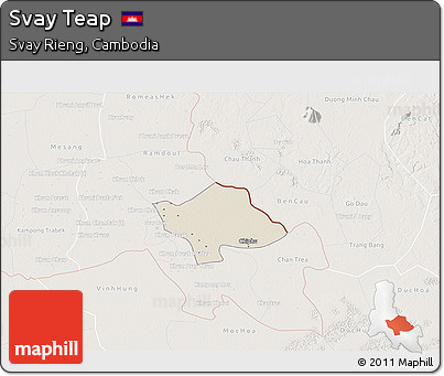 Shaded Relief 3D Map of Svay Teap, lighten