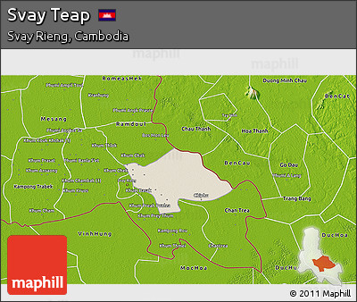 Shaded Relief 3D Map of Svay Teap, physical outside