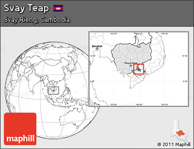 Blank Location Map of Svay Teap, highlighted country, highlighted parent region