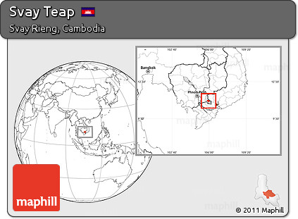 Blank Location Map of Svay Teap, highlighted parent region