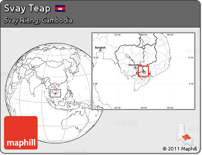 Blank Location Map of Svay Teap, highlighted parent region