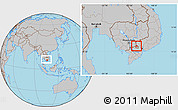 Gray Location Map of Svay Teap, within the entire country
