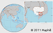 Gray Location Map of Svay Teap, highlighted country, within the entire country